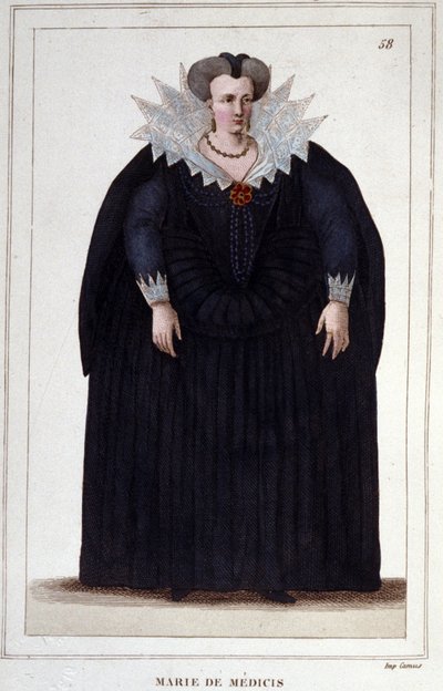 Portrait of Mary of Medici (1573 - 1642), Wife of Henry IV and Mother of Louis XIII. Engraving from 1830 by Unknown artist