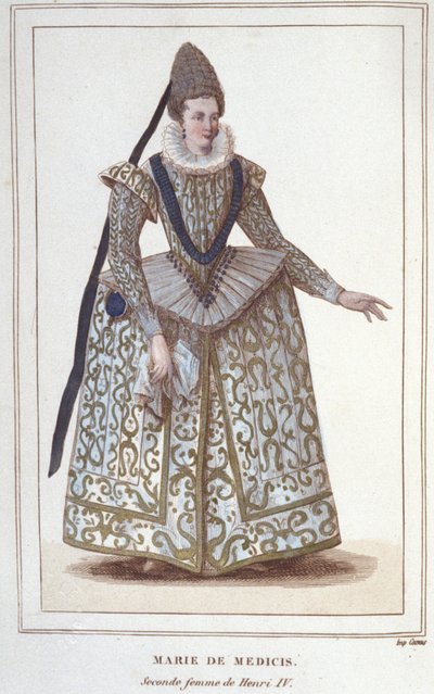 Portrait of Mary of Medici (1573 - 1642), Wife of Henry IV and Mother of Louis XIII. Engraving from 1830 by Unknown artist