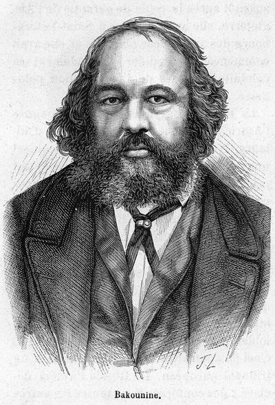 Portrait of Mikhail Aleksandrovich Bakunin (1814 - 1876), Russian Anarchist Revolutionary. Engraving 19th century by Unknown artist