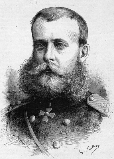 Portrait of Mikhail Dmitrievich Skobeleff, Russian Military. Engraving in 