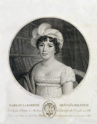 Portrait of Mme de Staël - engraving by Unknown artist