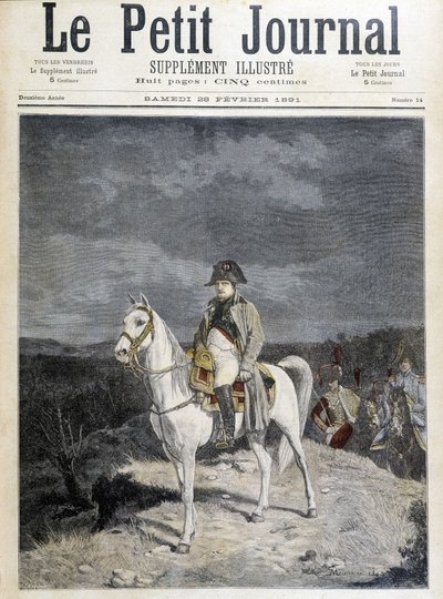 Portrait of Napoleon on a horse in 1814 by Unknown artist