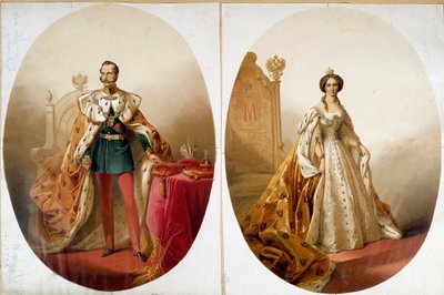 Portrait of Nicholas I (1796-1855), Emperor of Russia and his wife Alexandra Feodorovna by Unknown artist