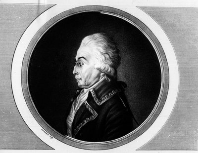 Portrait of Nicolas Luckner (1722-1794) Marechal of France. Engraving in 