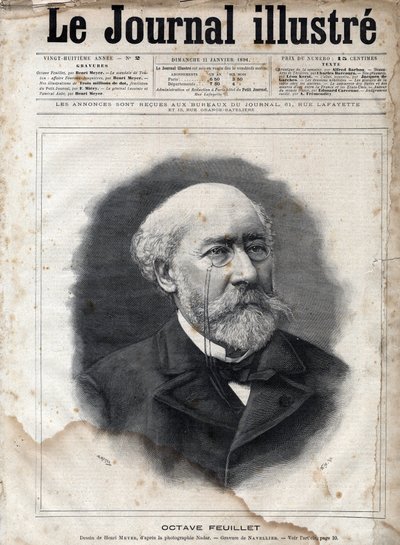 Portrait of Octave Feuillet (1821-1890), French Novelist, Playwright, and Academician (engraving in 