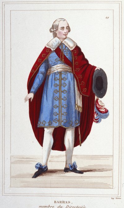 Portrait of Paul Barras (1755 - 1829). Engraving of the 19th Century by Unknown artist