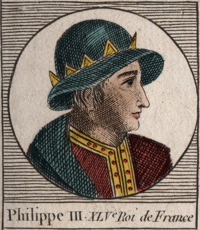 Portrait of Philip III of France, called Philip the Bold (1245-1285) - engraving from 