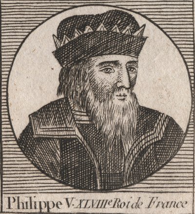 Portrait of Philip V called the Long (1294 - 1322), King of France - engraving from “Instruction sur l