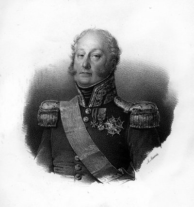Portrait of Pierre Claude, Count Pajot, known as Pajol (1772-1844), French general, engraving of the 19th century by Unknown artist
