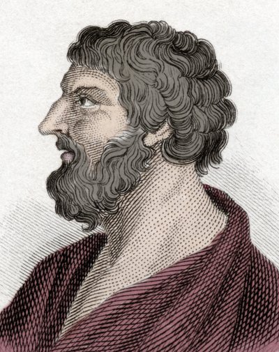 Portrait of Pittacos of Mytilene, Greek statesman. Engraving 19th century by Unknown artist