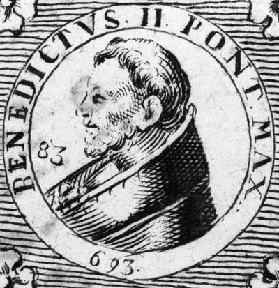 Portrait of Pope Benedict II. Engraving of the 19th century by Unknown artist