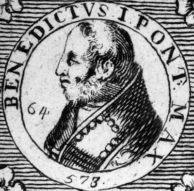 Portrait of Pope Benedict I. Engraving of the 19th century by Unknown artist