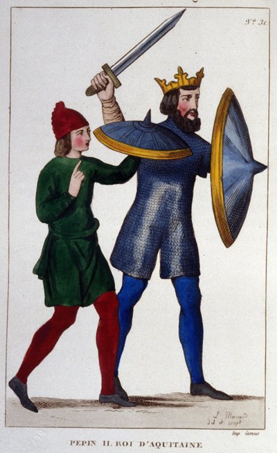 Portrait of Pépin II (823 - 864), King of Aquitaine (1830 engraving) by Unknown artist