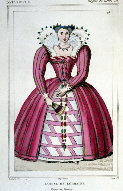 Portrait of Queen Louise of Lorraine (1553 - 1601), wife of Henry III. Engraving from 1830. by Unknown artist