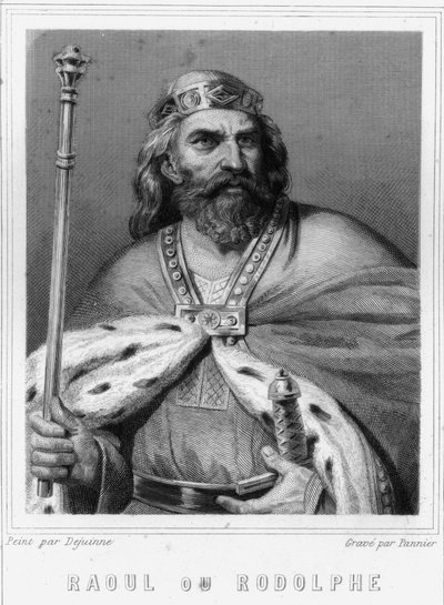 Portrait of Raoul or Rodolphe of Burgundy (? - 936), Duke of Burgundy and King of France - in Histoire des Français by Lavallée, engraving, sd by Unknown artist