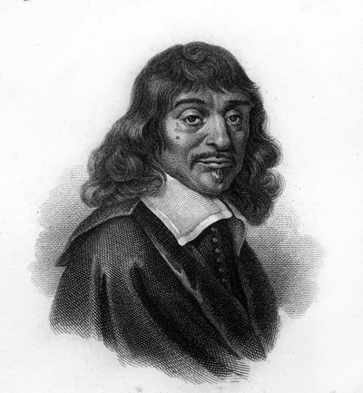 Portrait of René Descartes, engraving of the 19th century by Unknown artist