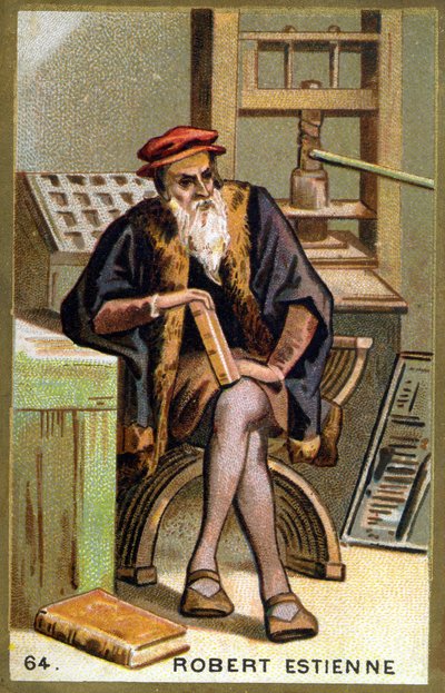 Portrait of Robert I Estienne (1498 - 1559) humanist, publisher and printer. Chromolithography of the 19th century by Unknown artist