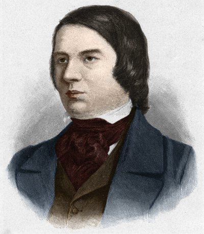 Portrait of Robert Schumann (1810-1856), German composer. Based on a drawing by Mengel. by Unknown artist