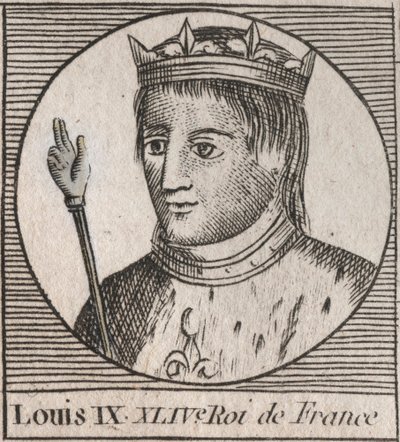 Portrait of Saint Louis, king of France - engraving from 