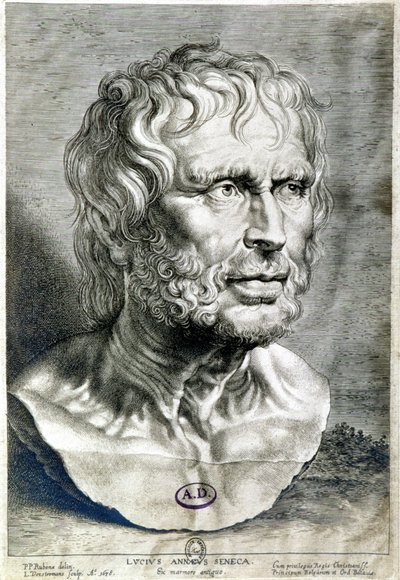 Portrait of Seneca (Lucius Annaeus Seneca, 4 BC-65 AD), philosopher of the Stoician school, playwright and a Roman statesman - Engraving 1638 by Unknown artist