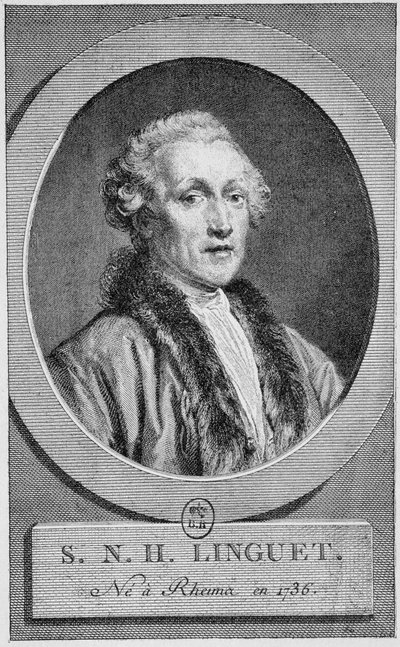 Portrait of Simon Nicolas Henri Linguet (1736 - 1794). Engraving in 