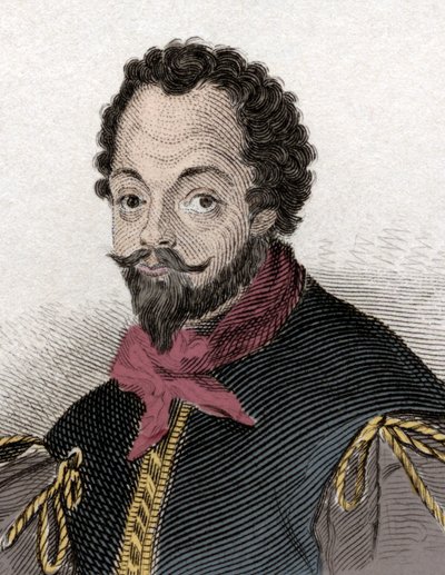 Portrait of Sir Francis Drake, English Privateer and Navigator (engraving of the 19th century) by Unknown artist