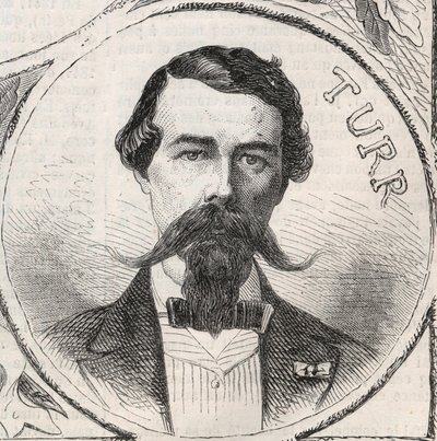 Portrait of Stefan Istvan Turr, Hungarian general - Engraving in 