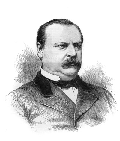 Portrait of Stephen Grover Cleveland (1837-1908) designed for the presidency of the American republic by the delegates of the states. Engraving in 