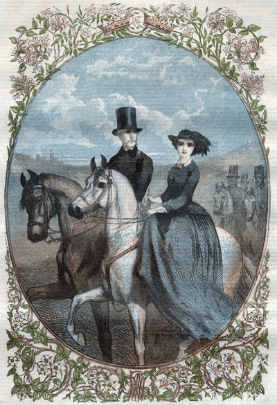 Portrait of Their Royal Highnesses Princess Victoria (1840-1901) and Crown Prince Frederick William of Prussia (1831-1888). Engraving from 1858 by Unknown artist