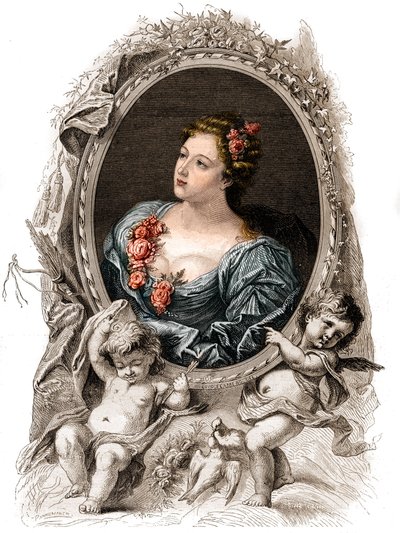 Portrait of Theophano, Byzantine Empress of the 10th Century. Engraving of the 19th Century by Unknown artist