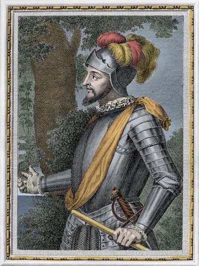 Portrait of Vasco Nunez de Balboa, Spanish conquistador (1475-1517) - Engraving 19th century by Unknown artist