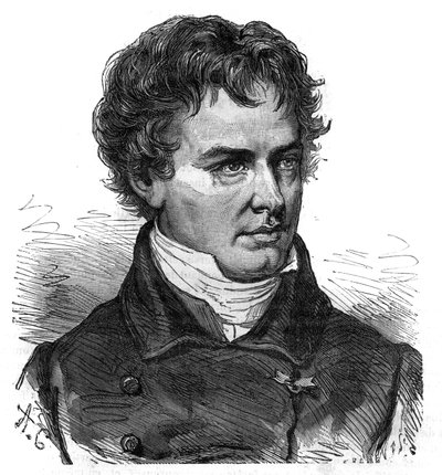 Portrait of Victor Jacquemont (1801 - 1832), French botanist and traveler - Engraving in 