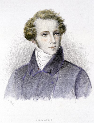 Portrait of Vincenzo Bellini, Italian composer (1801-1835) - engraving by Unknown artist