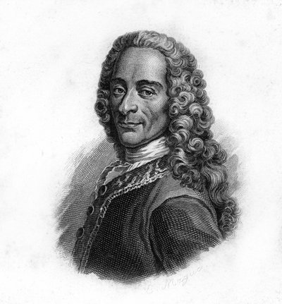 Portrait of Voltaire, engraving of the 19th century by Unknown artist