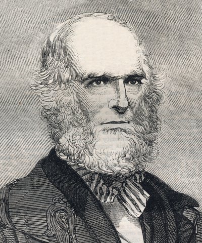 Portrait of William Cullen Bryant, American poet. Engraving in 
