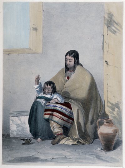 Portrait of a Huron, Indian of Canada, with His Child - in Shyth