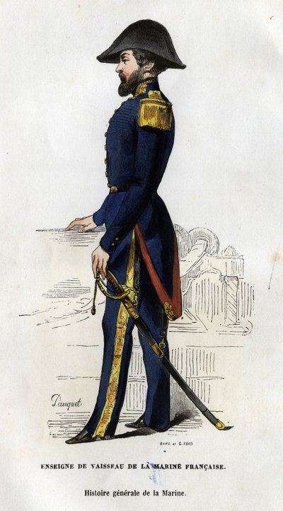 Portrait of a ship sign of the French navy. in 