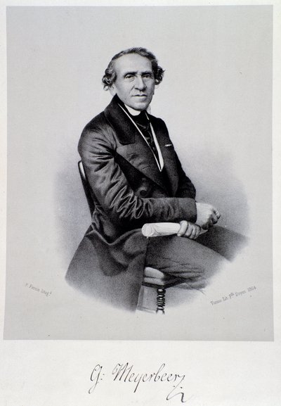 Portrait of German opera composer Giacomo Meyerbeer (1791-1864) Engraving. 19th century. Bologna, civico museo musico by Unknown artist