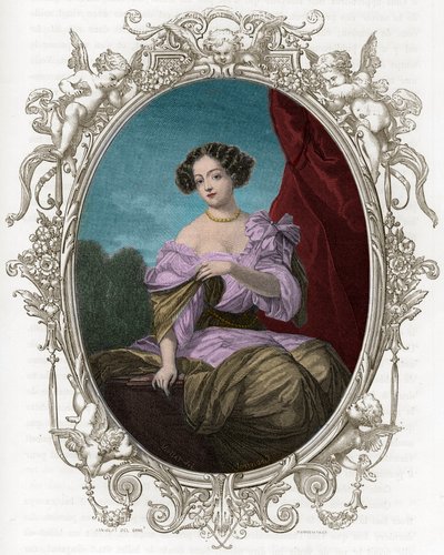 Portrait of the Duchess by Fontanges (1661-1681), Favorite of Louis XIV - Engraving of 1862 in 