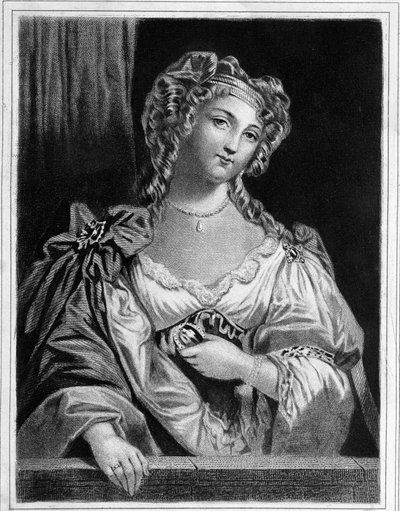 Portrait of the Duchess of Fontanges (1661 - 1681), favorite by Louis XIV. Engraving of the 19th century. by Unknown artist