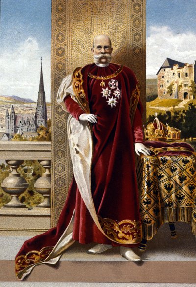 Portrait of the Emperor of Austria Francis Joseph I. Chromolithograph of the Late 19th Century by Unknown artist