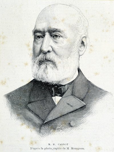 Portrait of the French politician Lazare Hippolyte Carnot (1801 - 1888). Engraving after Mourgeon