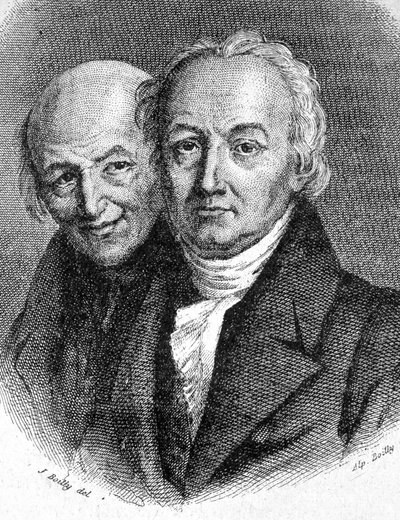 Portrait of the Hauy Brothers: Abbe Rene Just Hauy, French mineralogist, and Valentin Hauy, French pedagogue - in 