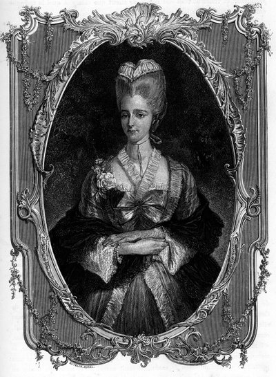 Portrait of the Marquise of Boufflers Marie Francoise Catherine de Beauvau Craon (1711-1787) - Engraving of 1862 in The Queens of the World by our first writers - Published under the direction of JGD Armandaud by Unknown artist