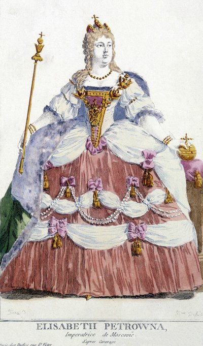 Portrait of the Moscow Empress Elisabeth Petrovna (daughter of Peter the Great 1709-1761). Illustration of the 19th century by Unknown artist