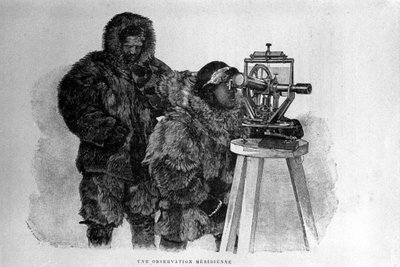 Portrait of the Norwegian explorer Fridtjof Nansen, scientist and diplomat, with one of his collaborators in the use of theodolite by Unknown artist