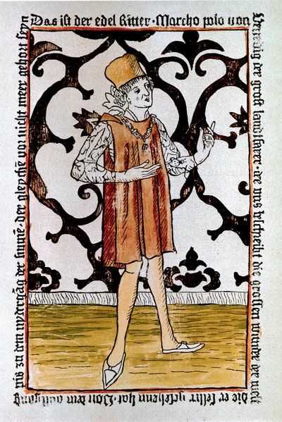 Portrait of the Venetian Explorer Marco Polo (1254-1324) Frontispiece of the First Edition of 