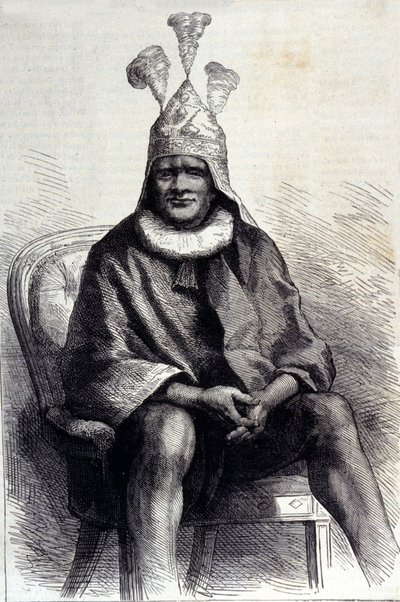Portrait of the Zulu King Cetshwayo (1826-1884) Engraving of the 19th century by Unknown artist
