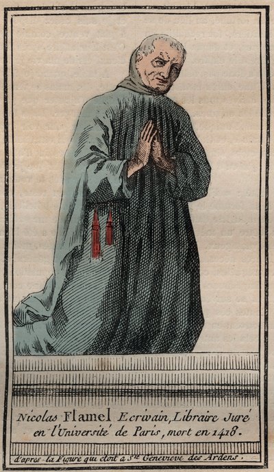 Portrait of the alchemist Nicolas Flamel - Engraving by Unknown artist
