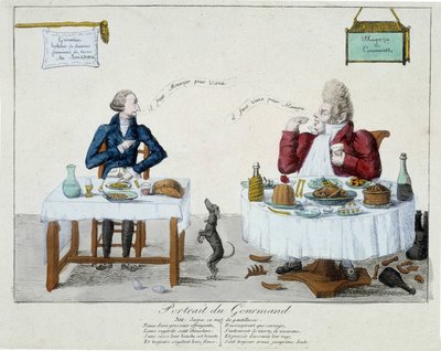 Portrait of the gourmand: you must eat to live, you must live to eat - engraving by Unknown artist